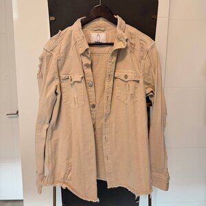 Milk Run Distressed Denim Jacket – Size Large (Made in USA)